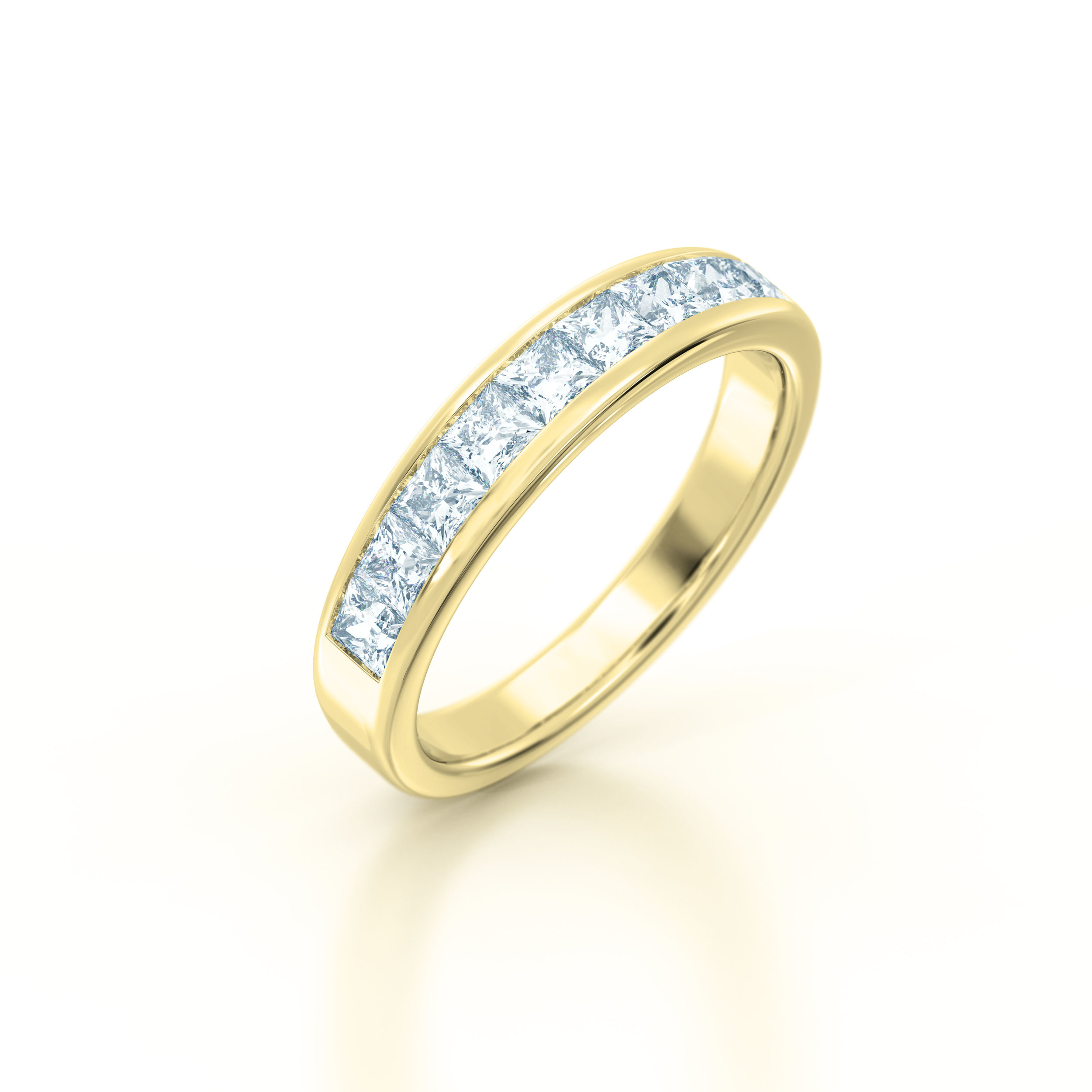 Channel set princess cut eternity ring | Hatton Garden