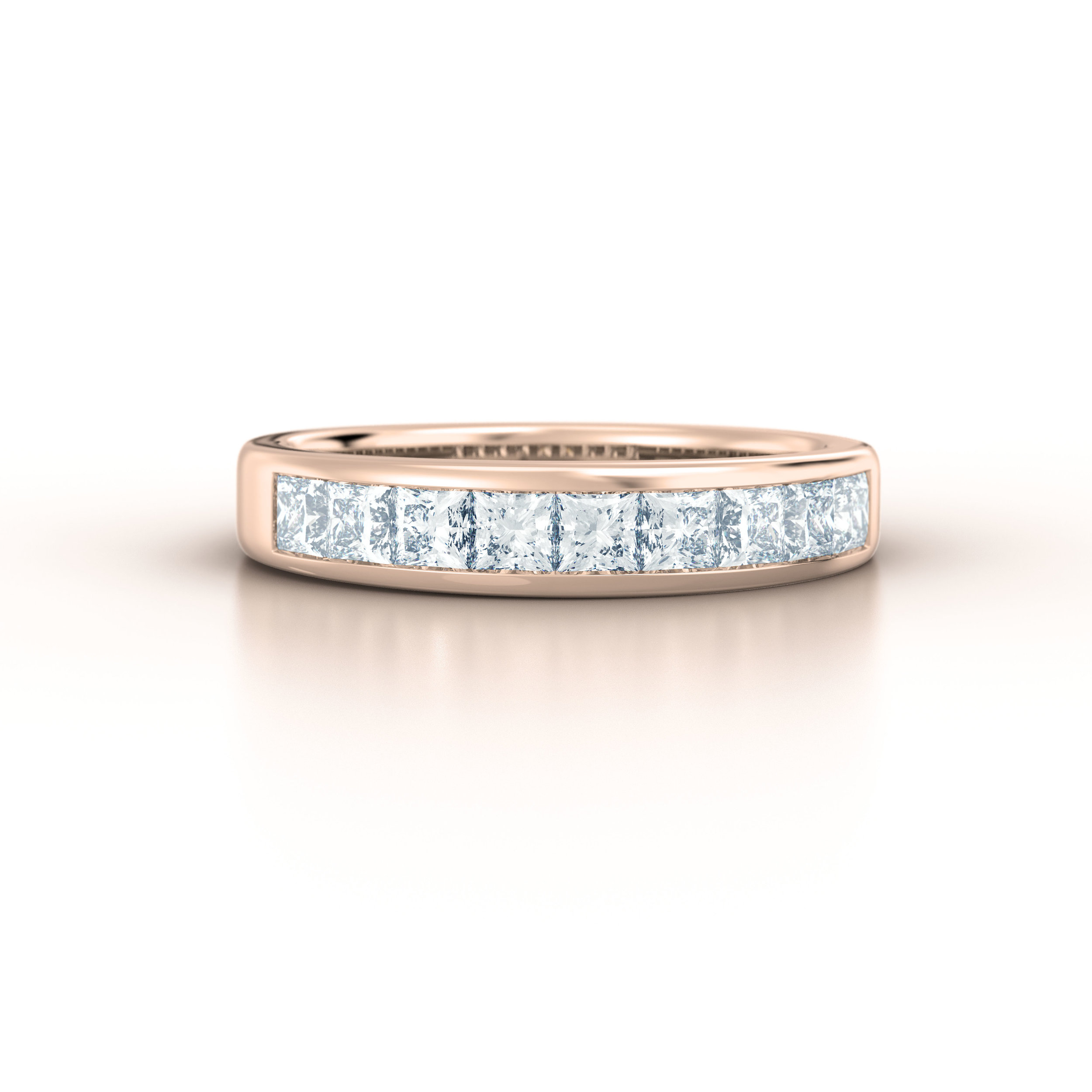 Channel set princess cut eternity ring | Hatton Garden