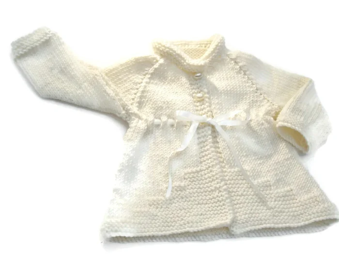 Babies traditional jacket in merino or soft acrylic