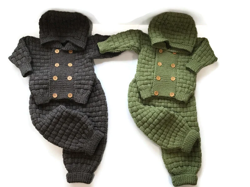 Hand knitted baby suit. (Sold now knitted to order only)