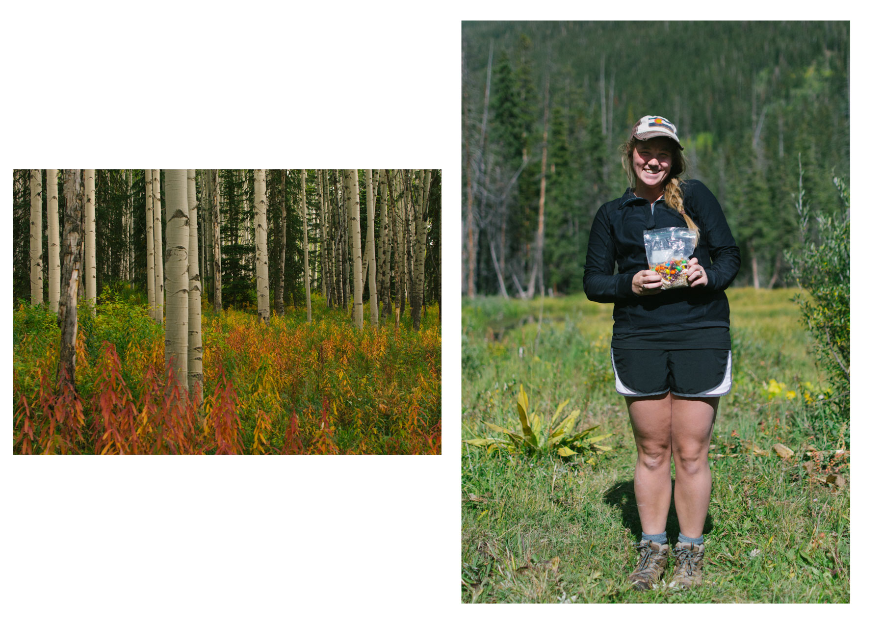 Aspens and Hannah holding sweets.