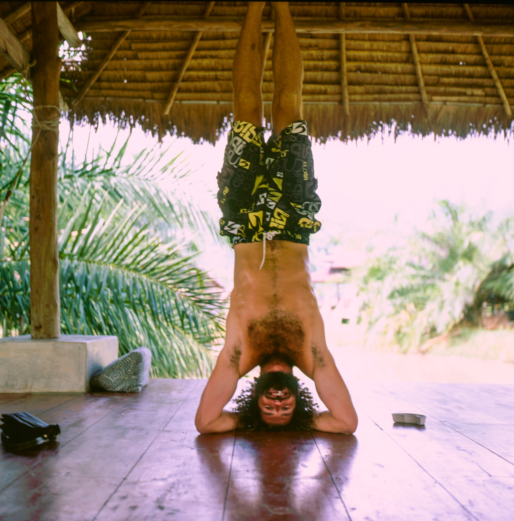 Thor doing a headstand in Thailand.