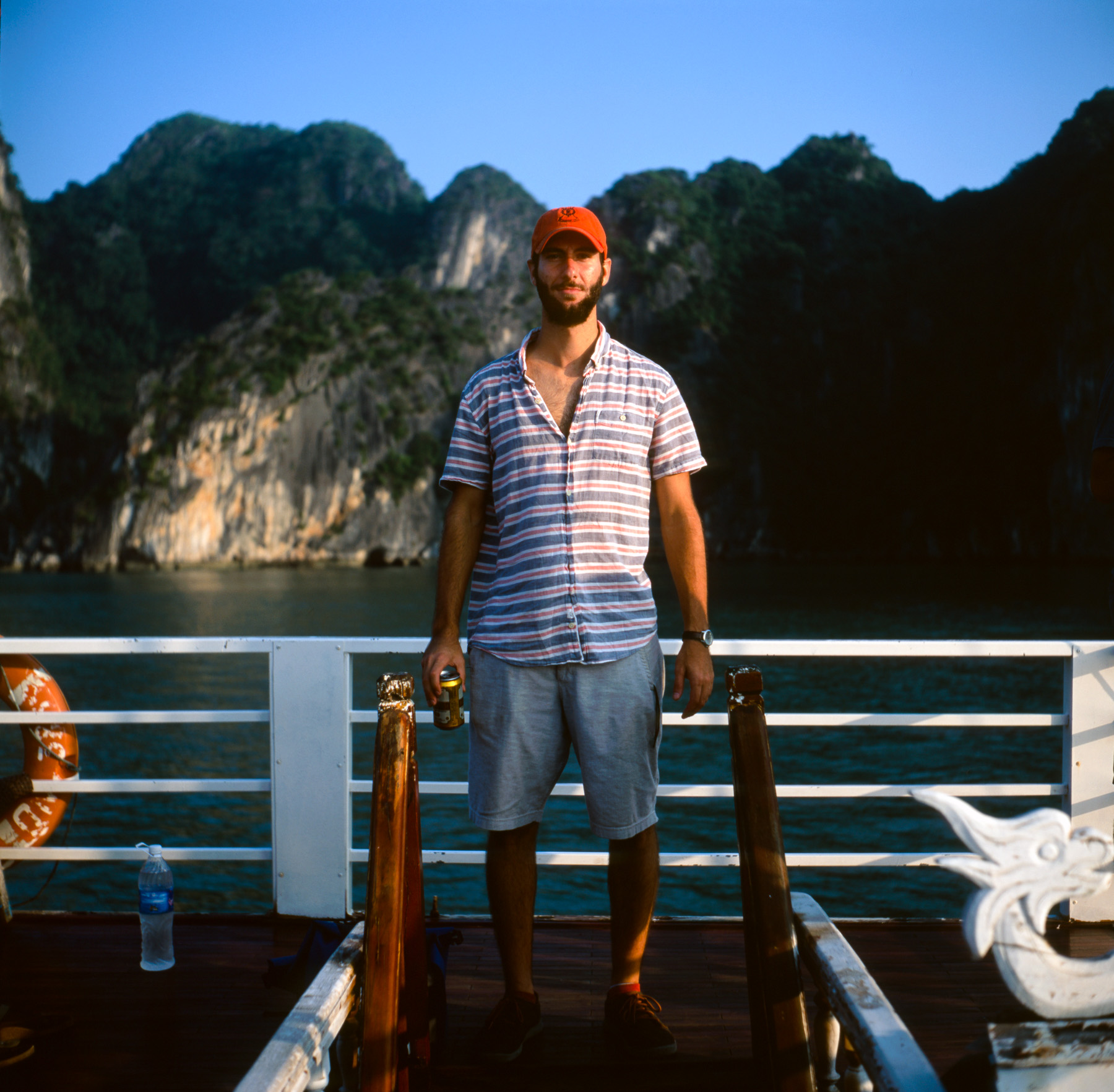 Drew on a tourist boat in Ha Long Bay.