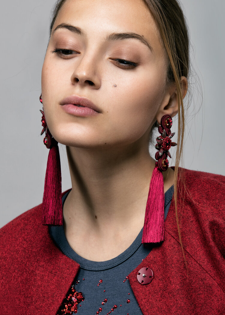 Floral Rock Red Earrings | Aureus Boutique