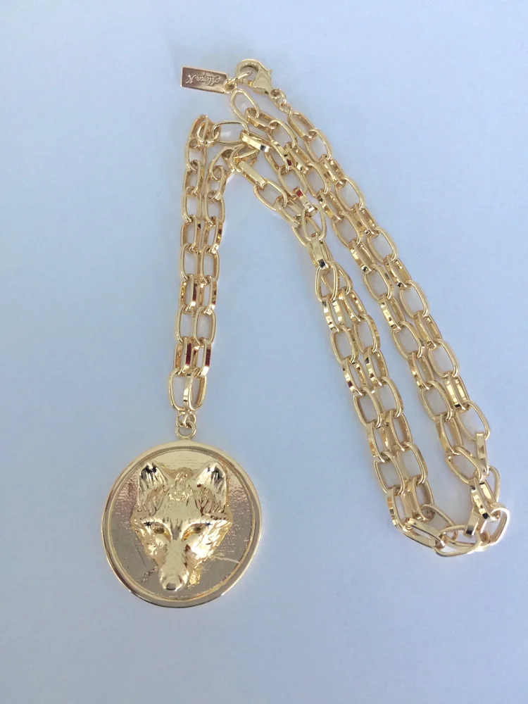 Gold Wolf Medallion Necklace Aureus Boutique Gold Wolf Medallion Necklace Aureus Boutique