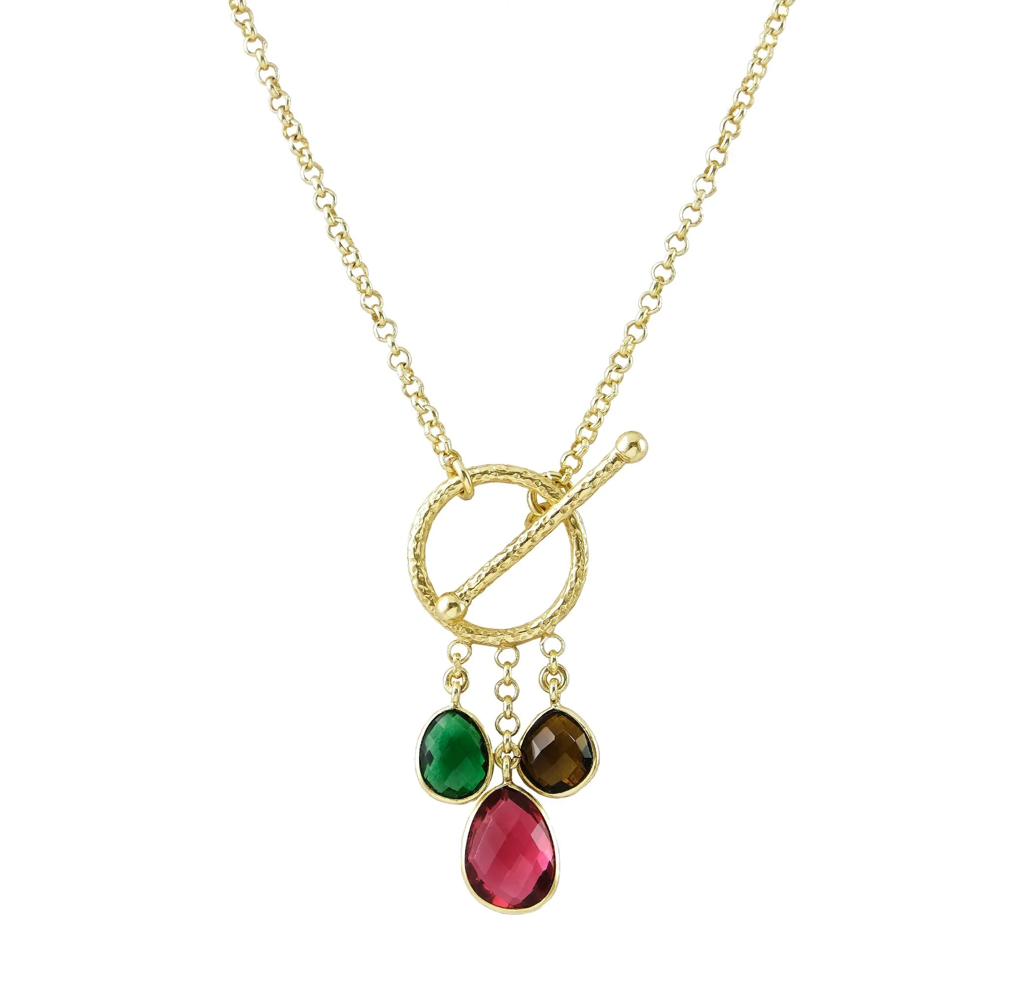 Garnet Multi-Stone Pendant Necklace 