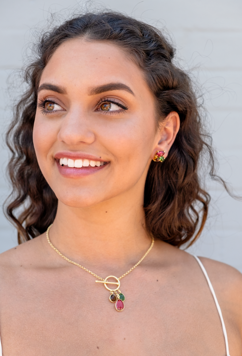 Garnet Multi-Stone Pendant Necklace 