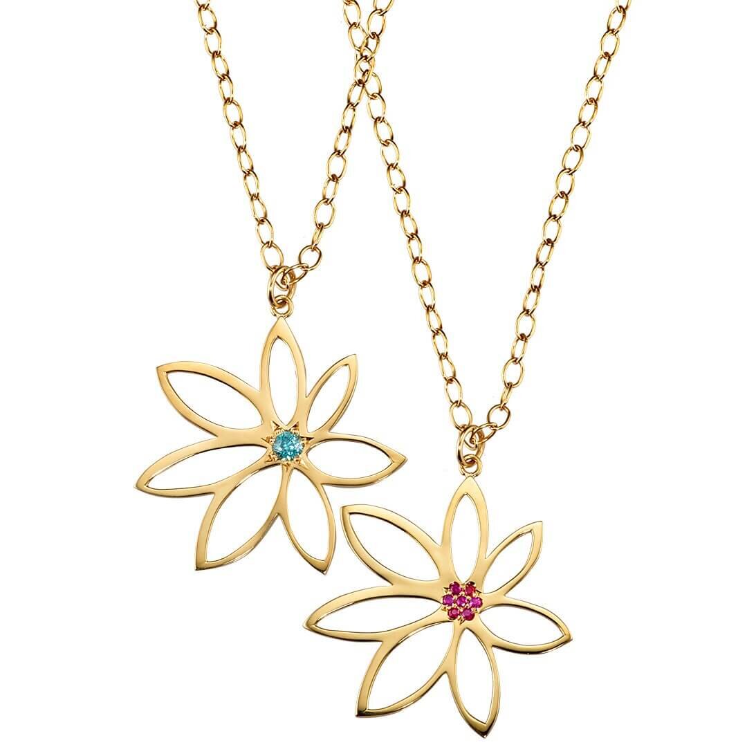 Flower Power Blue Zircon Necklace 