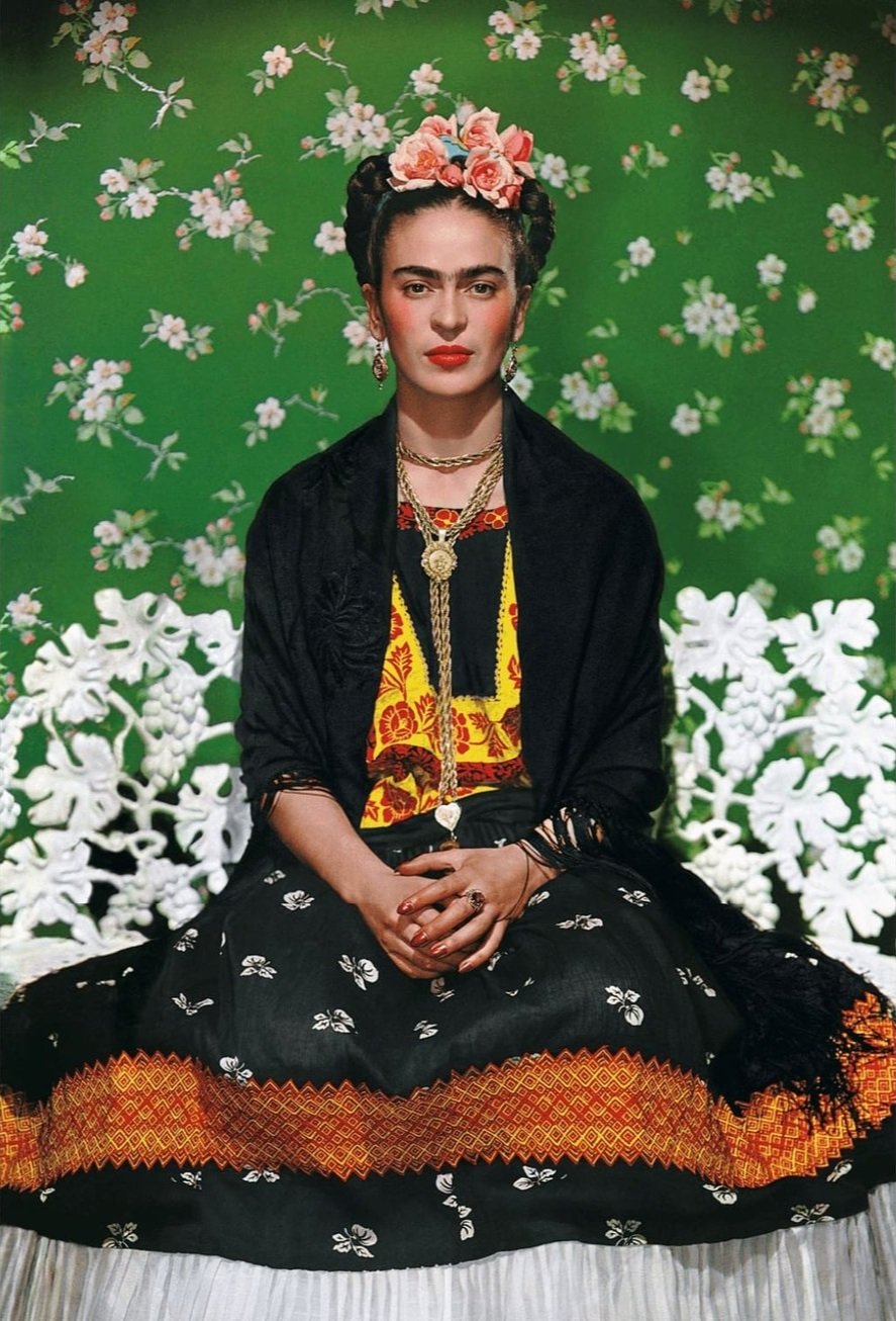   “Frida Kahlo on White Bench” (1939)  by Nickolas Muray  