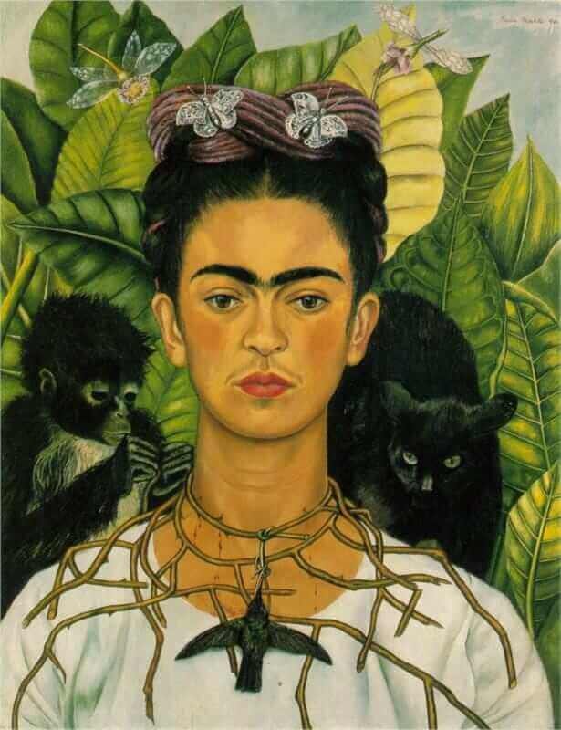   “Self-Portrait with Thorn Necklace and Hummingbird" (1940) by Frida Kahlo  