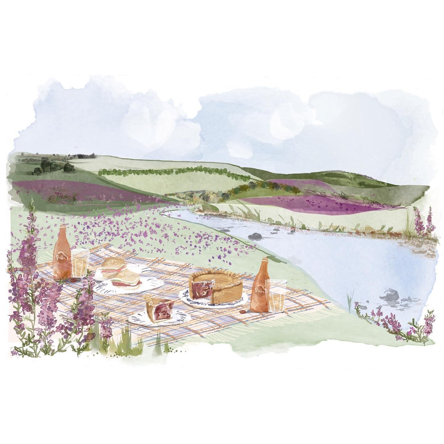 Welcome to Picnic season 🌿🍴&rsquo;Eat your way through the summer months with panache as only the British can&rsquo; 

Getting view envy of the highlands 
From my recent commission for @thefieldmagazine Out today. 💜

#thefieldmagazine #outdooreati