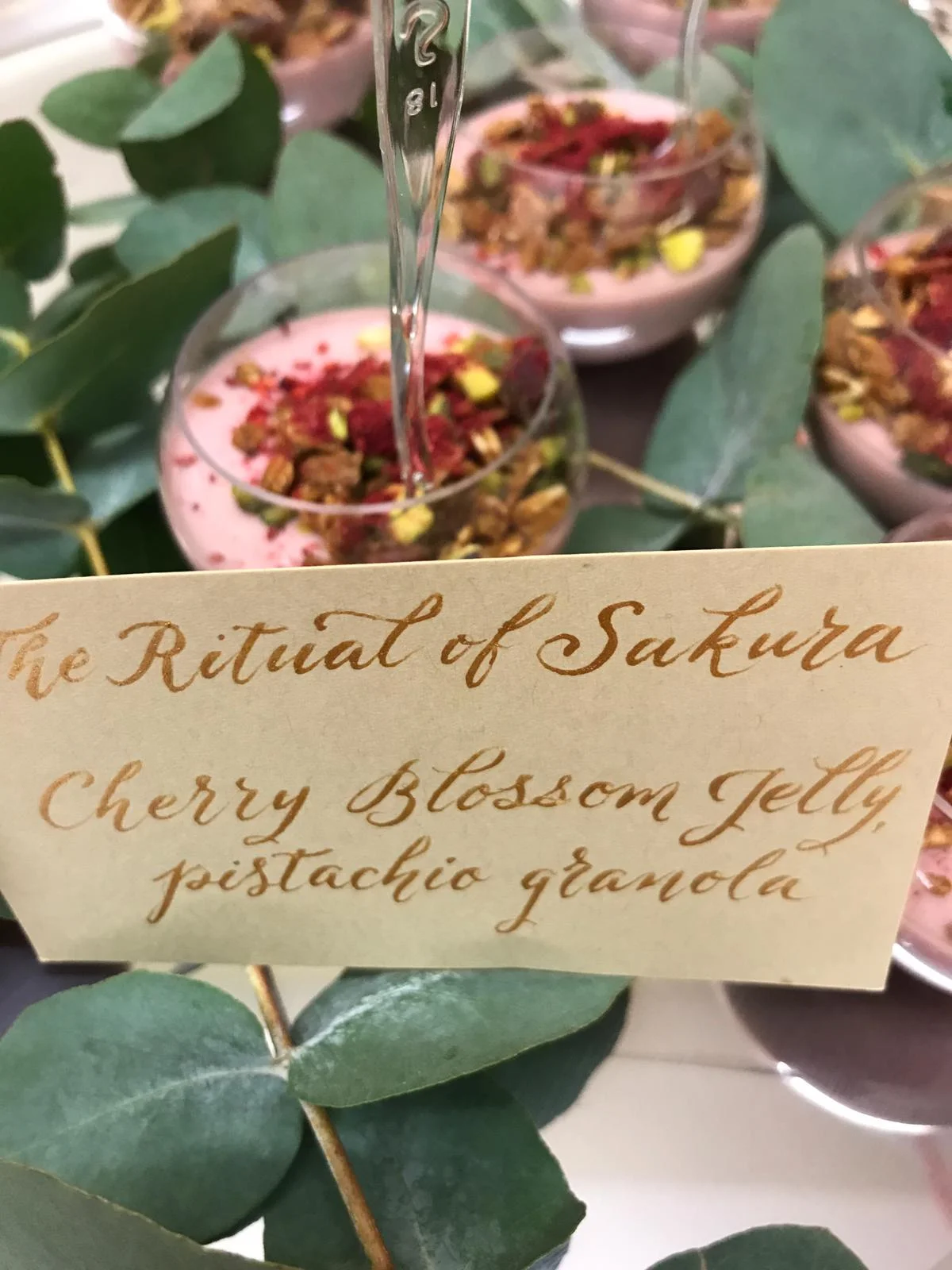 Cherry Blossom Jelly with Pistachio Granola