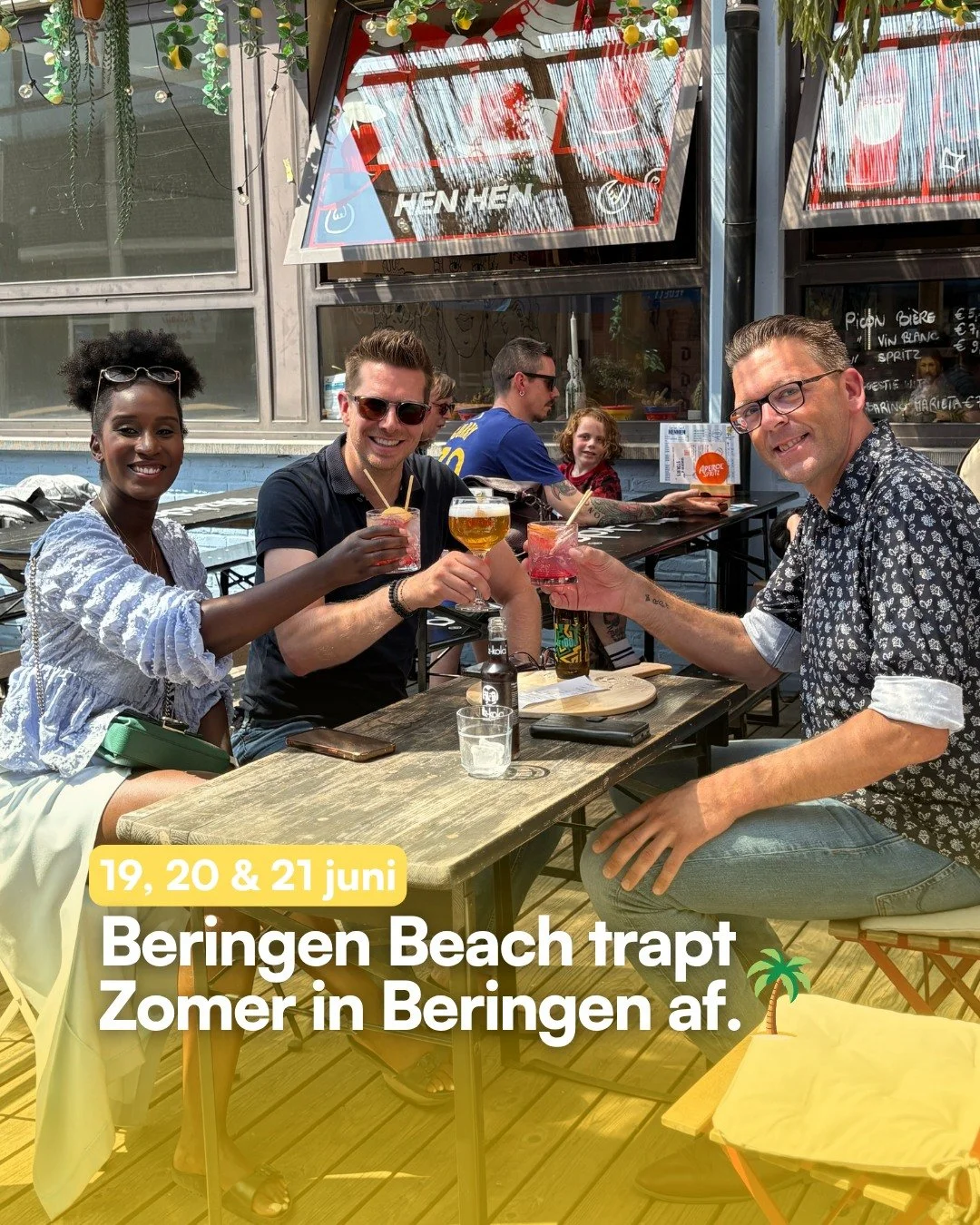 ☀️ Terugblik naar gezellig terrassen tijdens Beringen Beach vorig jaar.
... En stilaan aftellen naar h&eacute;t zomerse weekend van het jaar!

Want van 19 tot en met 21 juni baadt ons centrum opnieuw in tropische sferen met muziek, kinderanimatie, wo