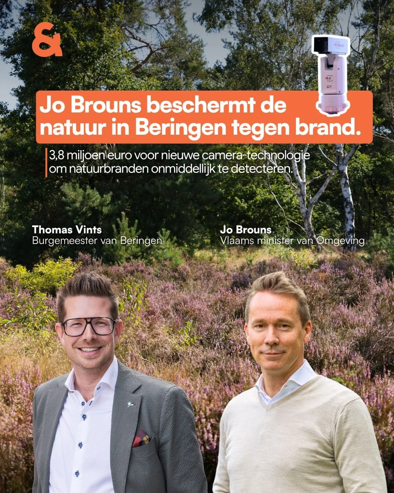 🌳🔥 Goed nieuws voor Beringen en onze natuur.

Met de droge zomers neemt ook het risico op natuurbranden toe. Daarom investeert Vlaams minister @jobrouns 3,8 miljoen euro in een slim cameraschild dat natuurbranden razendsnel kan detecteren.

Ook voo