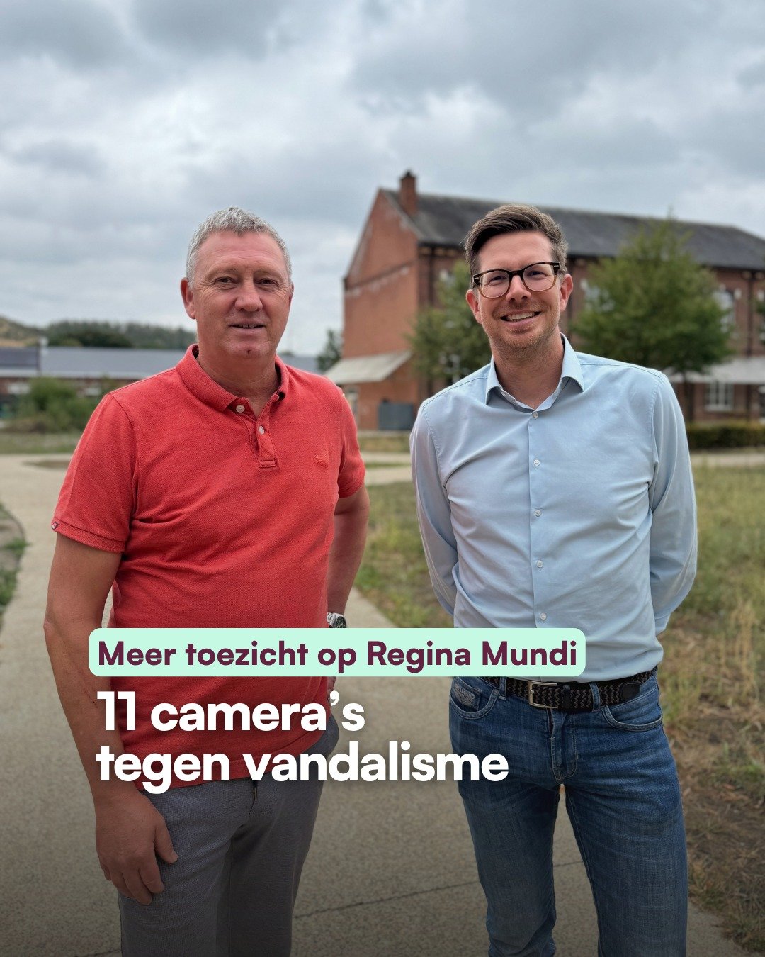 We blijven inzetten op een aangename en veilige omgeving op de welzijnscampus Regina Mundi. 👀

Daarom plaatsen we er 11 camera&rsquo;s, met focus op preventie en het voorkomen van overlast.