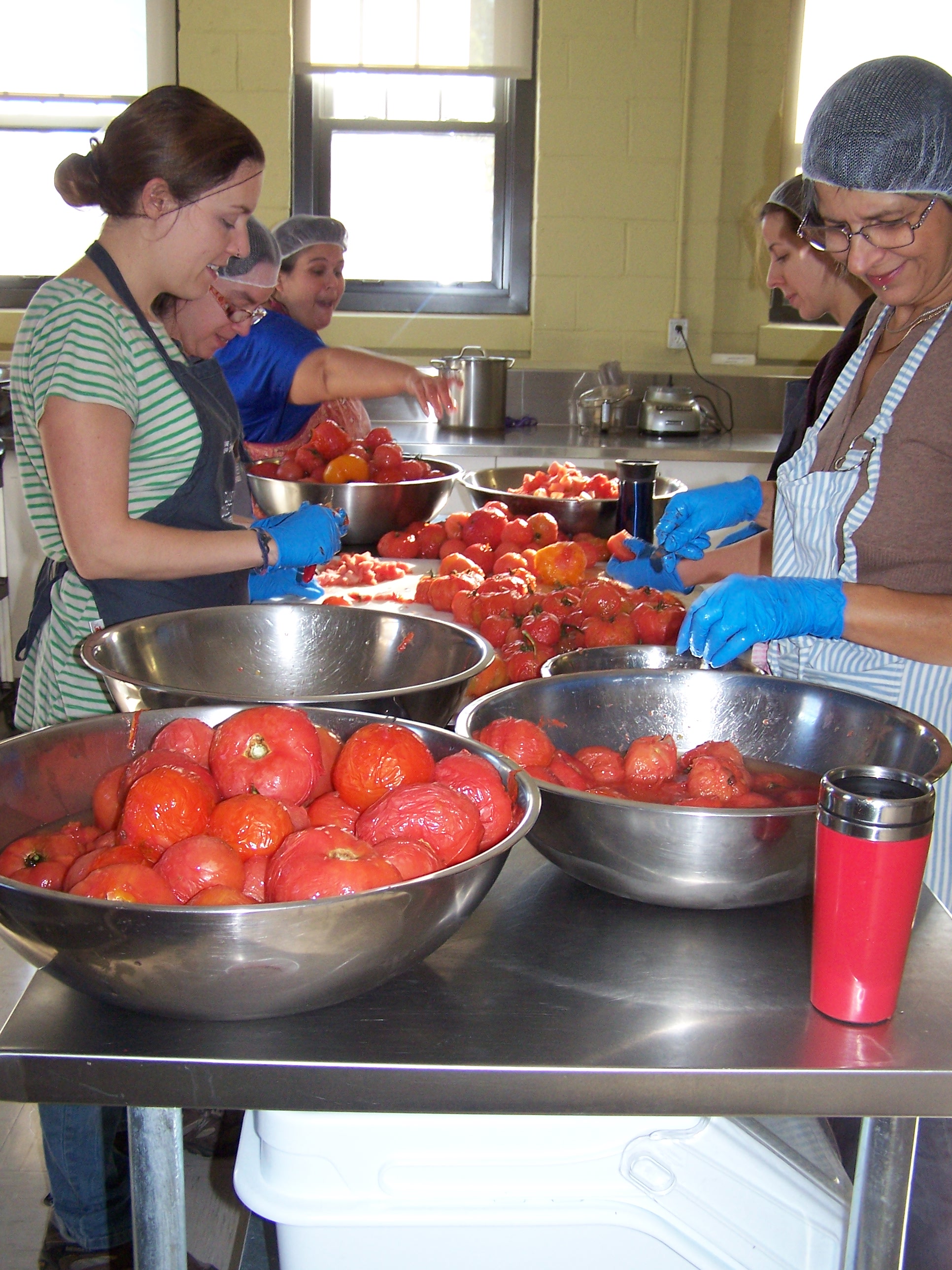 Atelier de cannage de tomates avec Catherine