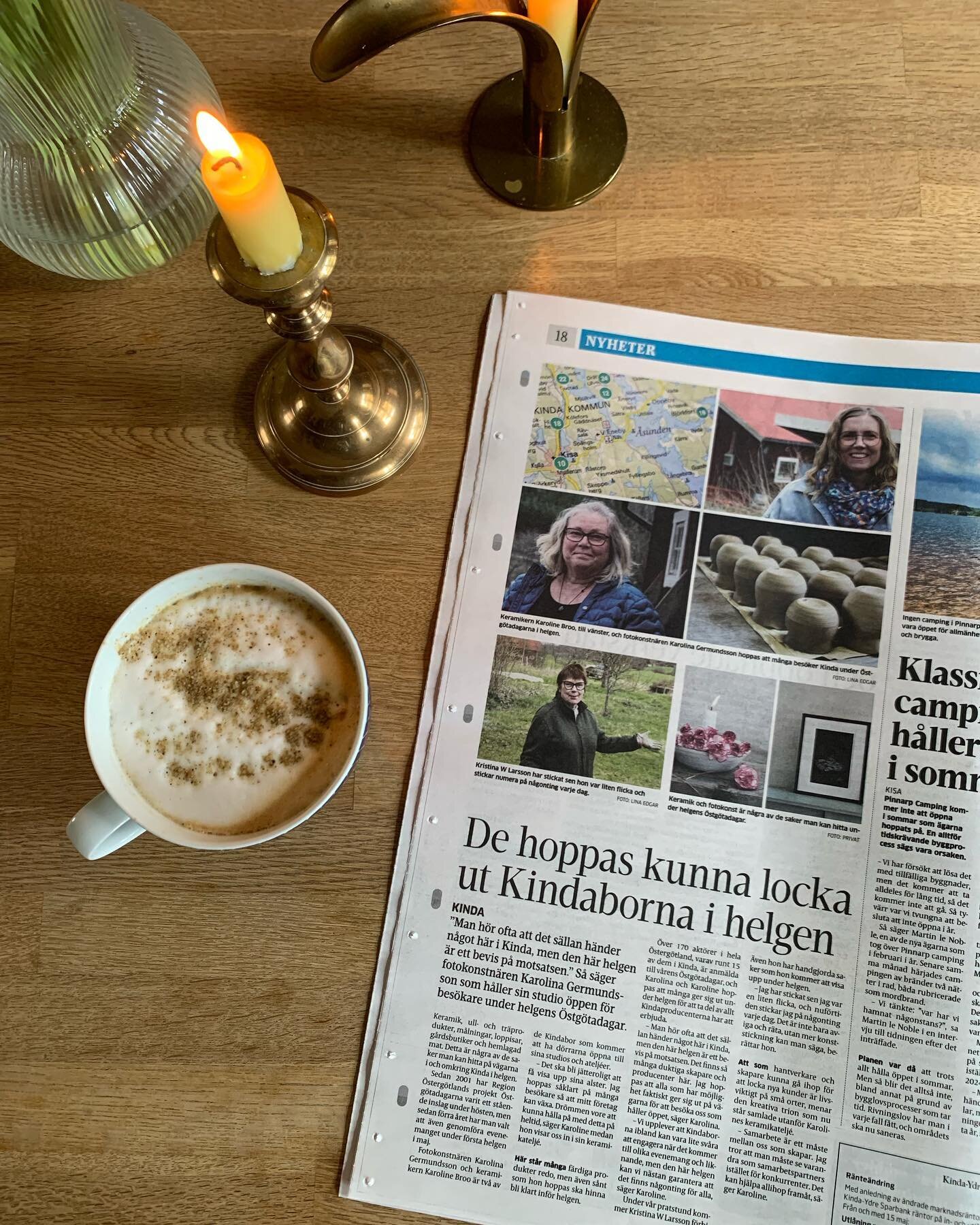 [Lokaltidningen]
Har massor att g&ouml;ra inf&ouml;r helgen, men tar en kaffe till och l&auml;ser om @hittahem_ , @kristinawaldenby , @ljung69 och mig i den lokala tidningen som gjort ett reportage inf&ouml;r V&aring;rens @ostgotadagarna . Ett report