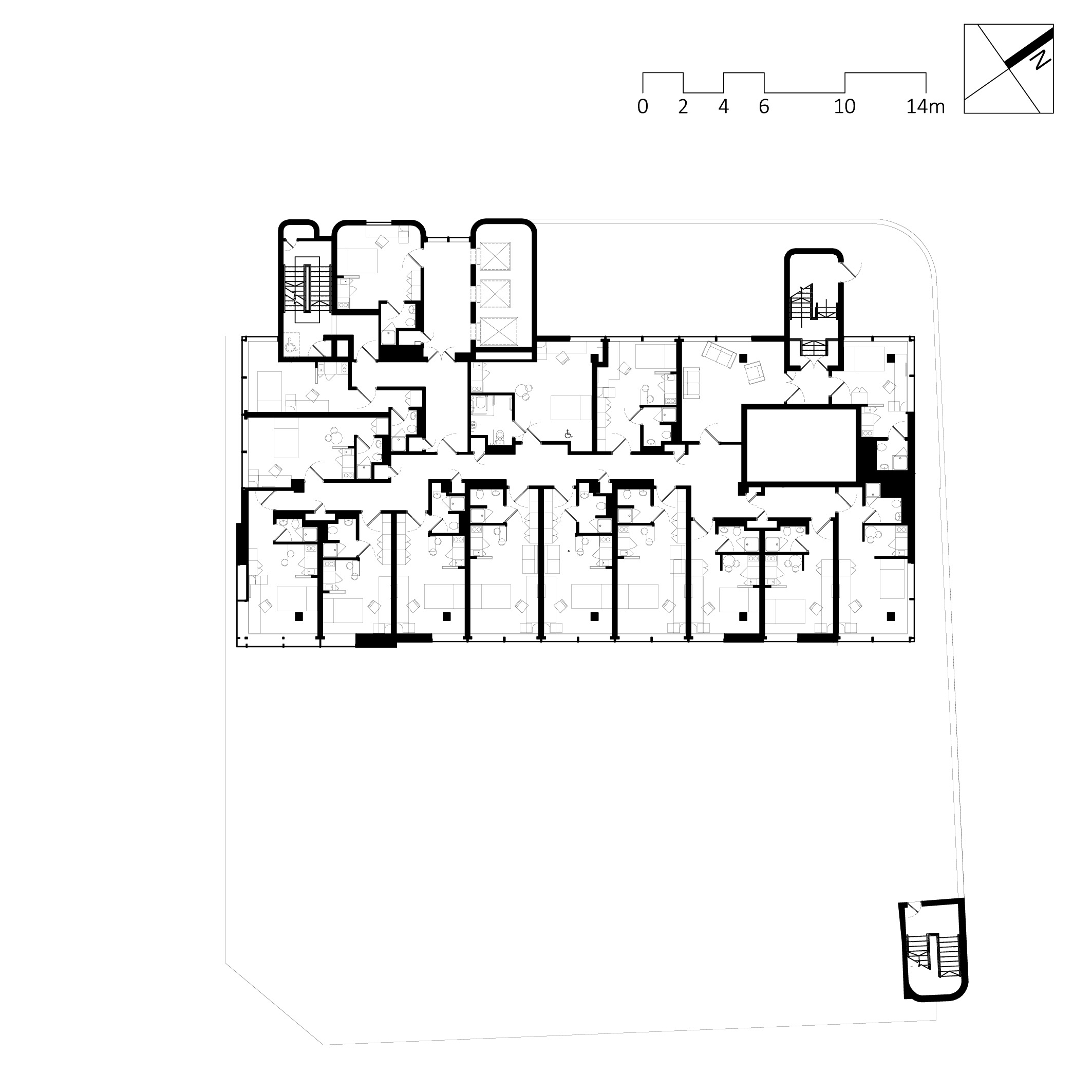  typical floor plan of a 'tower' level conversion 