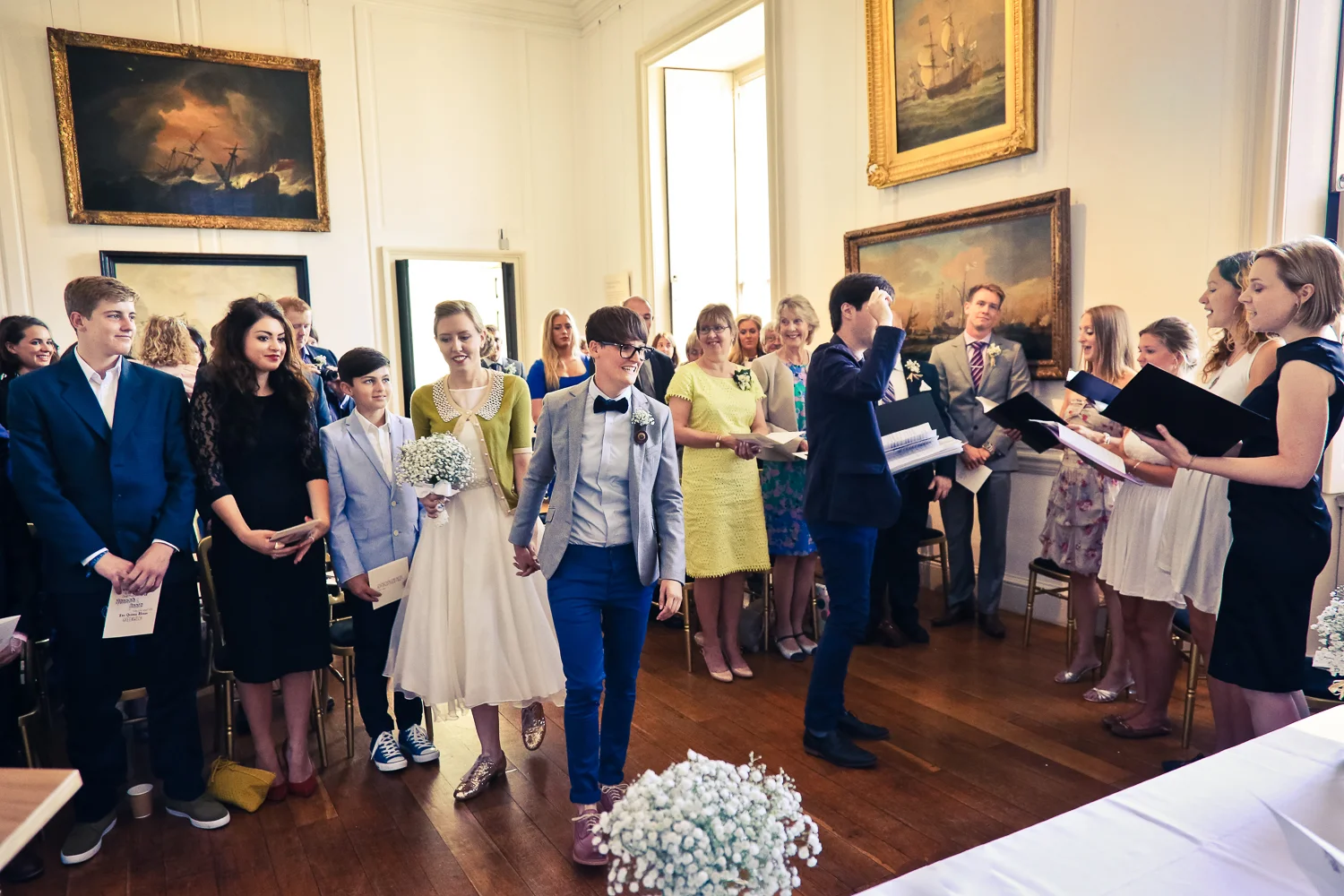Quirky and Intimate Parisian Chic Same-Sex Wedding Photography, Old Royal Naval College, Greenwich, London