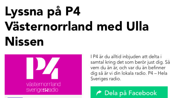 Radiointervju 17 november 2017 i P4 Västernorrland