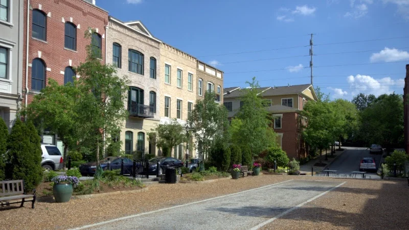 The public realms are inviting. The bocce court is recreational and serves as a meeting place.