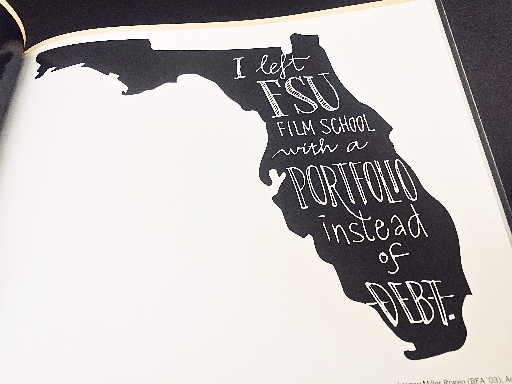 These messages were printed in an FSU Film School hardcover book and sent to a select and targeted audience including the editors of The Hollywood Reporter . Sometimes a well-placed piece of print works.