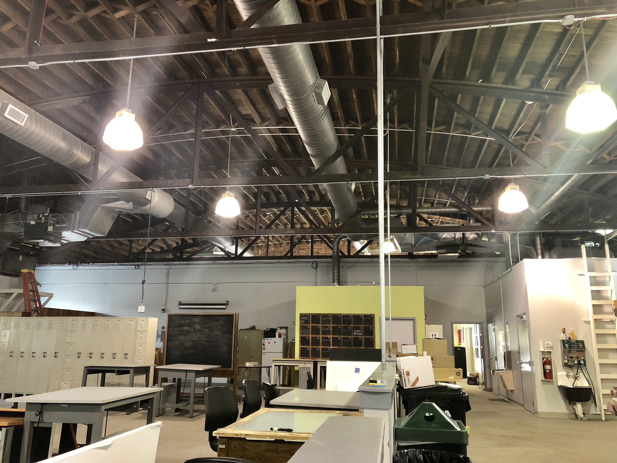 Program Director Bob Pinckney gives us a tour of the student incubator co-working space.