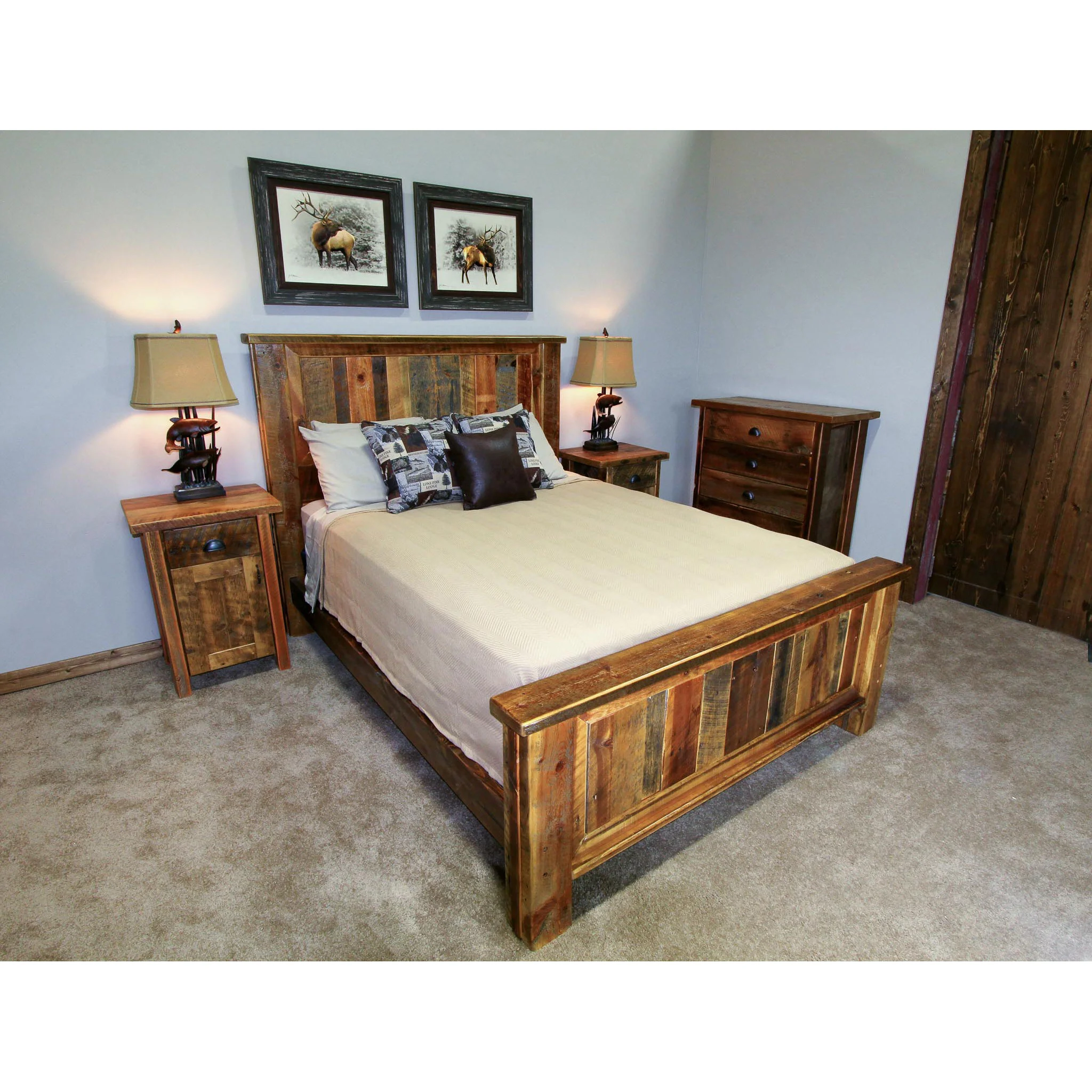 saddle peak Rustic trim around vertical reclaimed barnwood.
