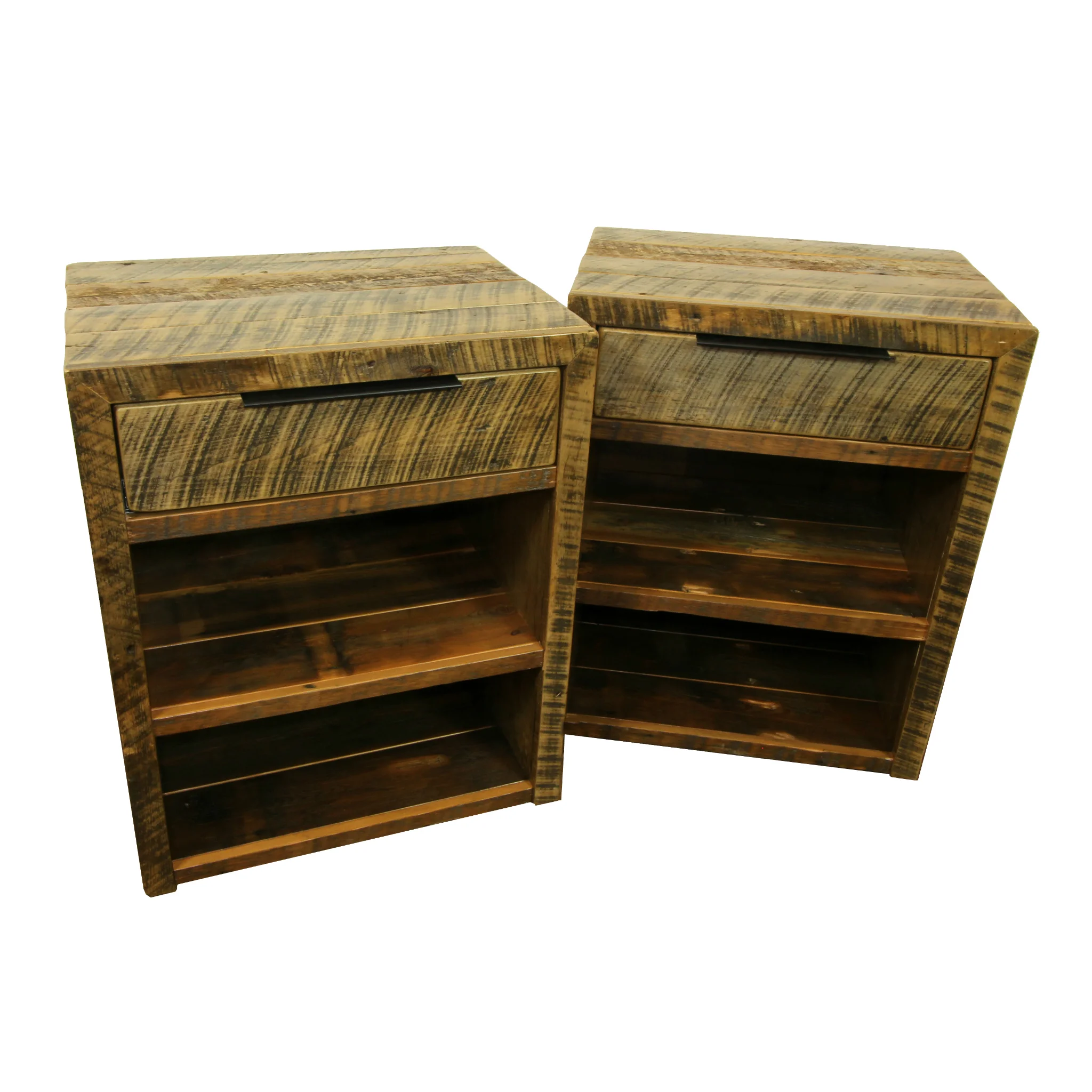 cascade night stand Shown in reclaimed barnwood. Part of the Cascade collection.