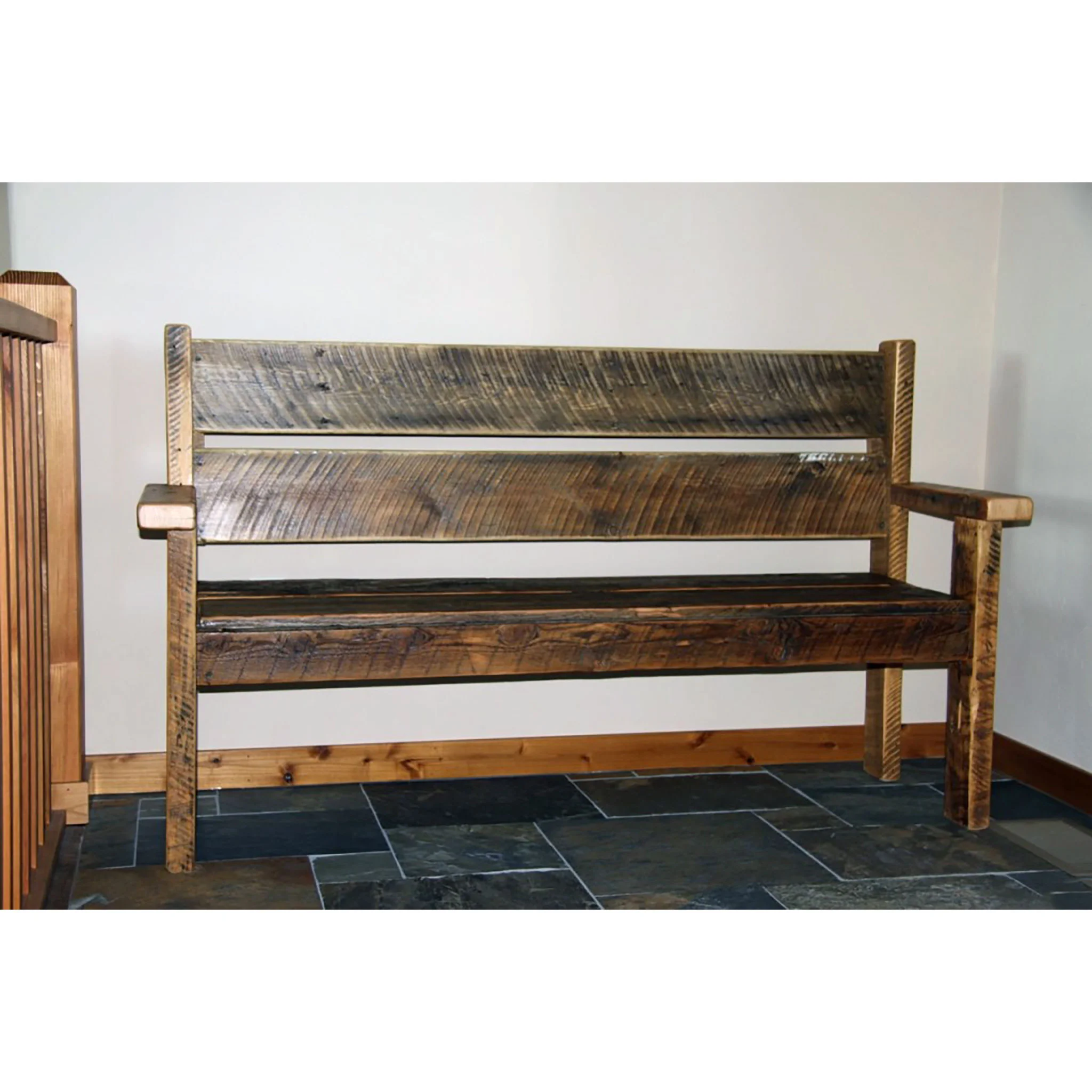 traditional entry bench Shown in reclaimed wood.