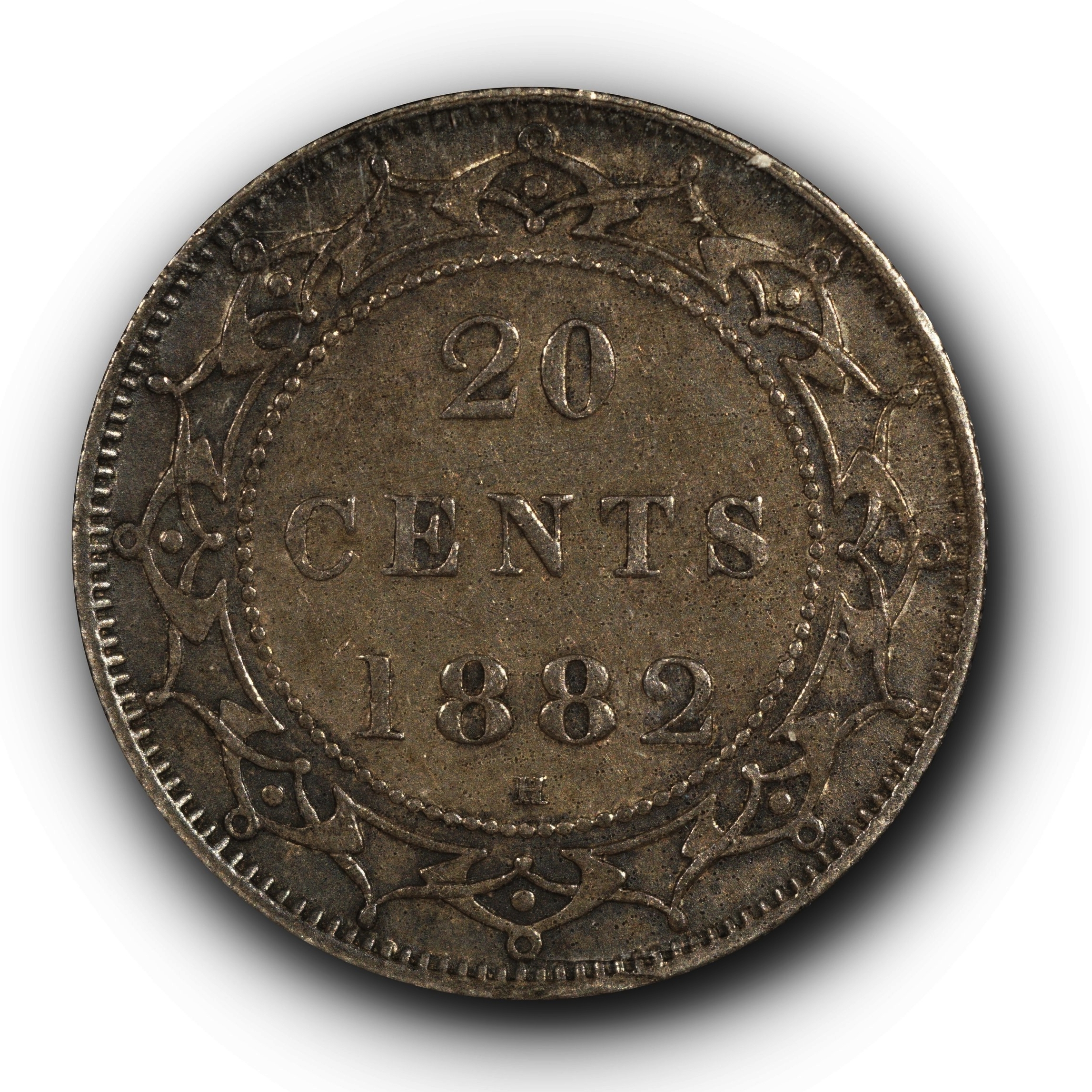 1882-H Newfoundland 20 Cents AU50 ICCS