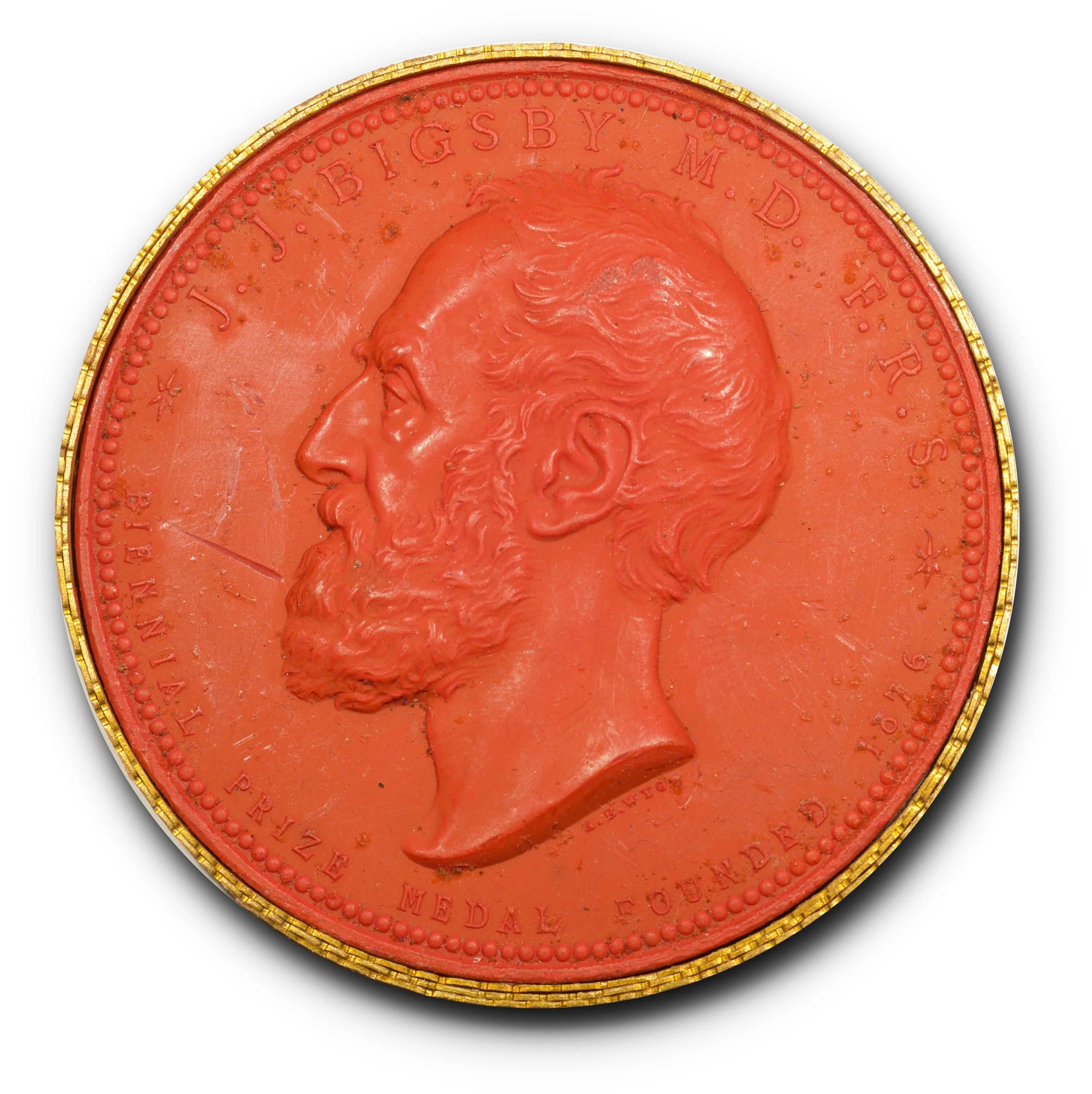 1876 Geological Society of London Bigsby Medal Wax Models by A.B. Wyon, Eimer-1653, BHM-3033, Original Box Included.