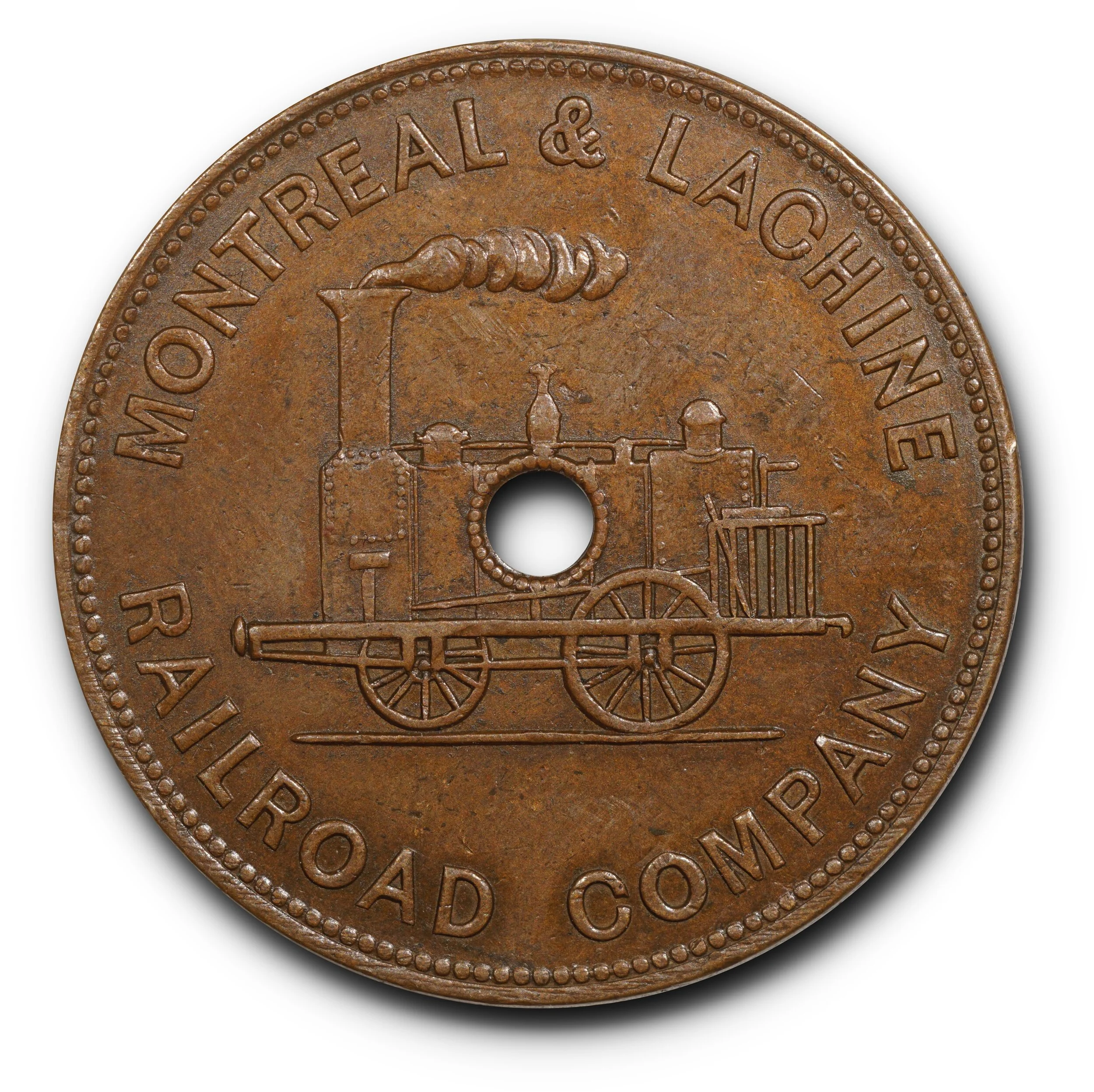 (1847) Montreal & Lachine Railroad Company Token, Lerorux-600, Breton-530, CH-TR-3, Choice AU.