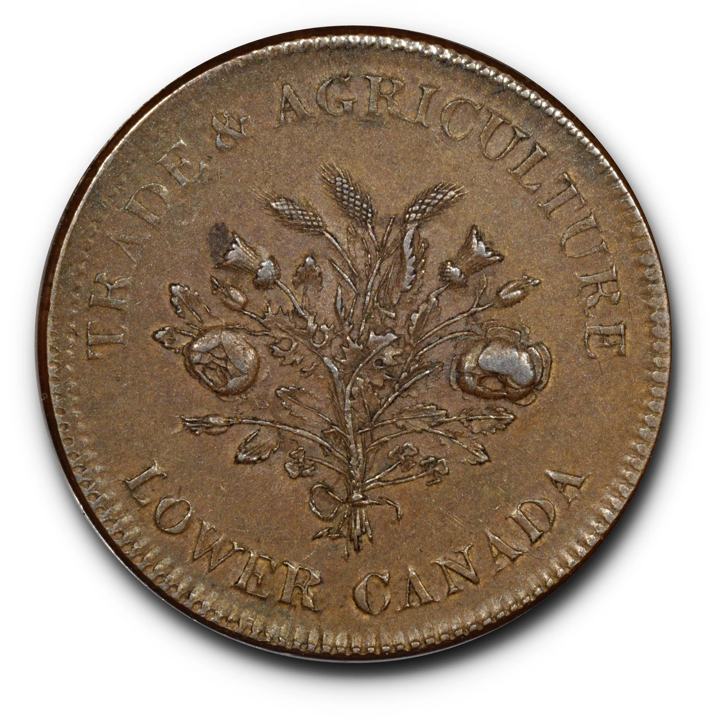 (1836) Lower Canada Bank of Montreal Un Sous, Breton-714, LC-3A1, Unc.