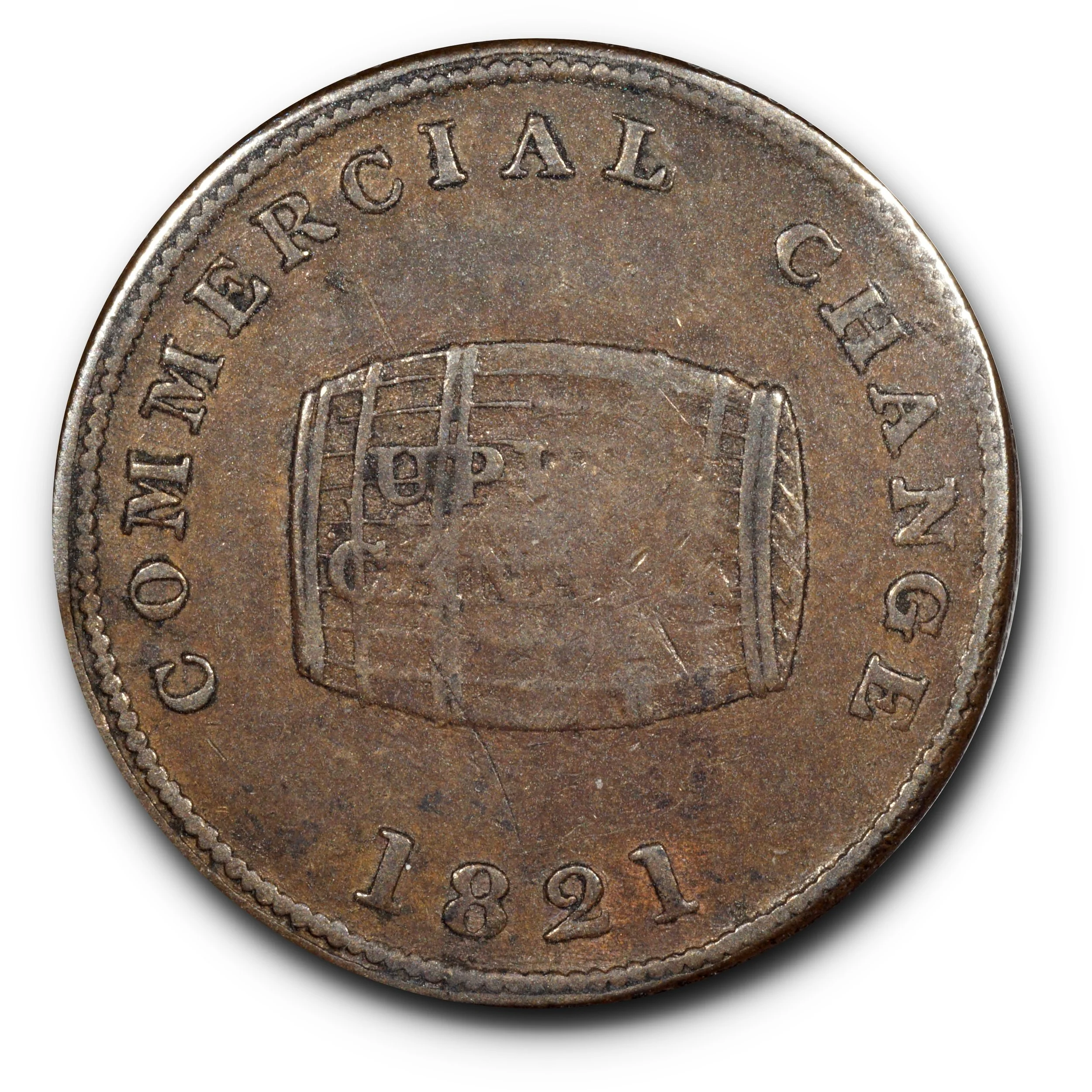 1821 Upper Canada Commercial Chance, Breton-728, UC-10, VF.