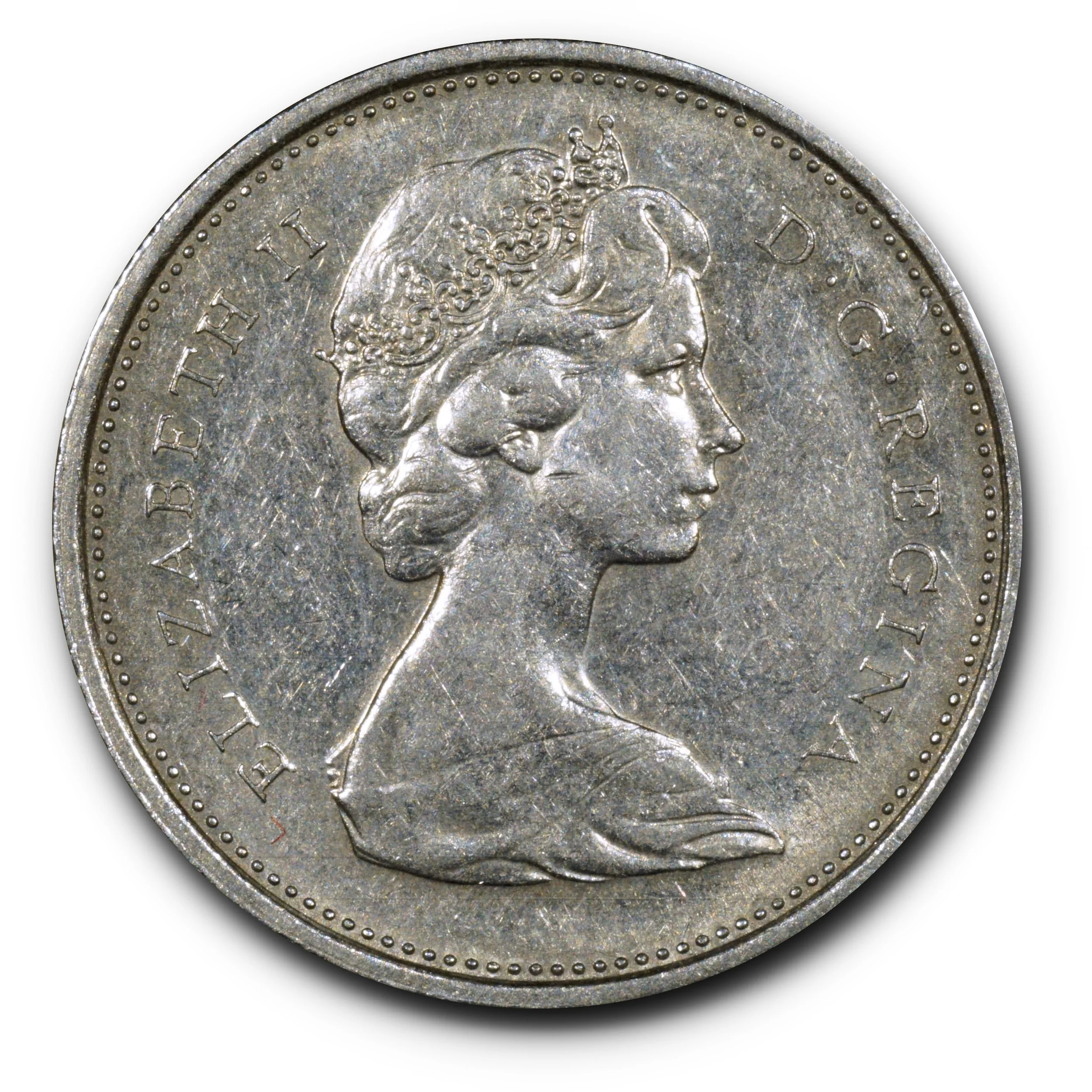 1973 Canada 25 Cents Large Bust Variety XF.