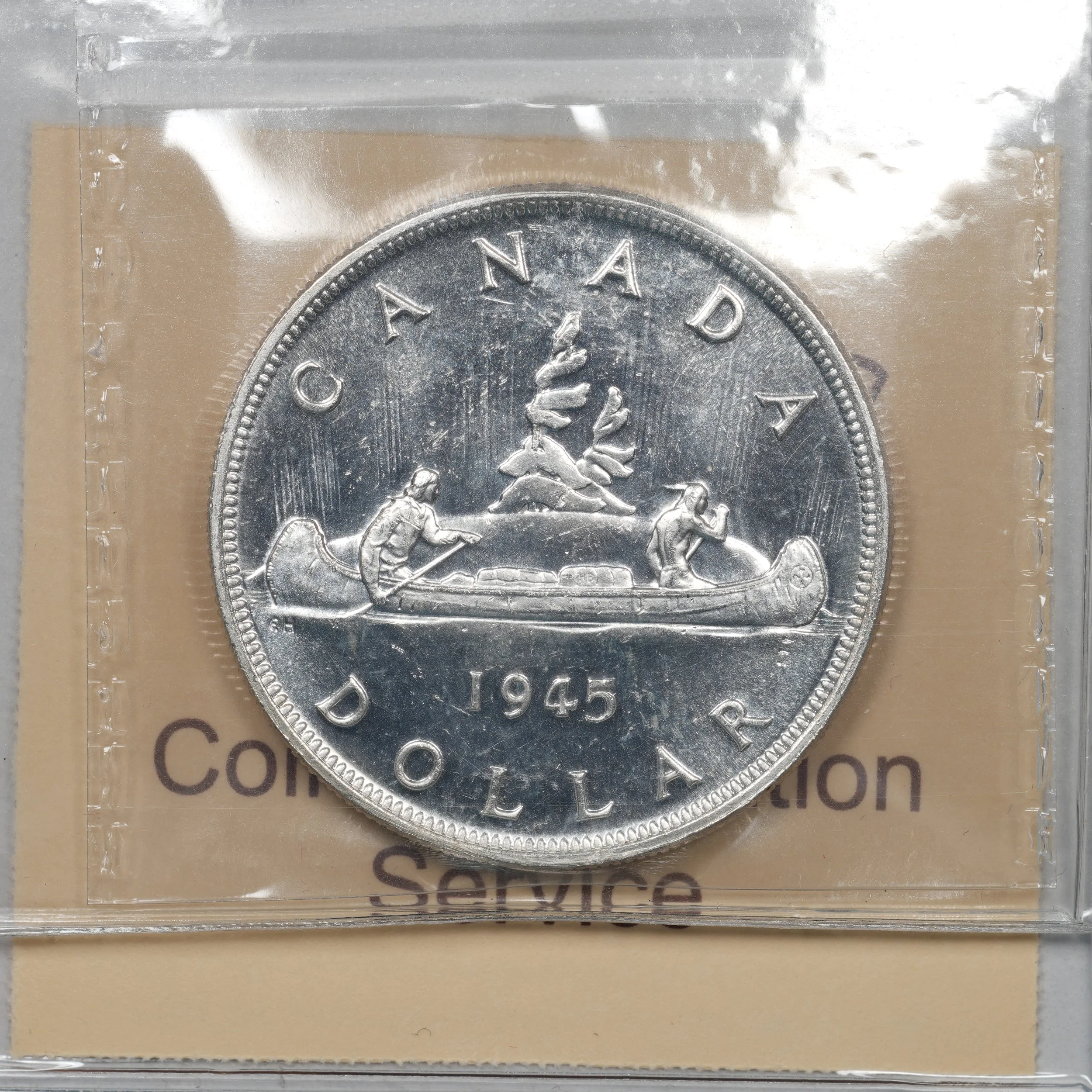 1945 Canada Silver Dollar ICCS MS60.