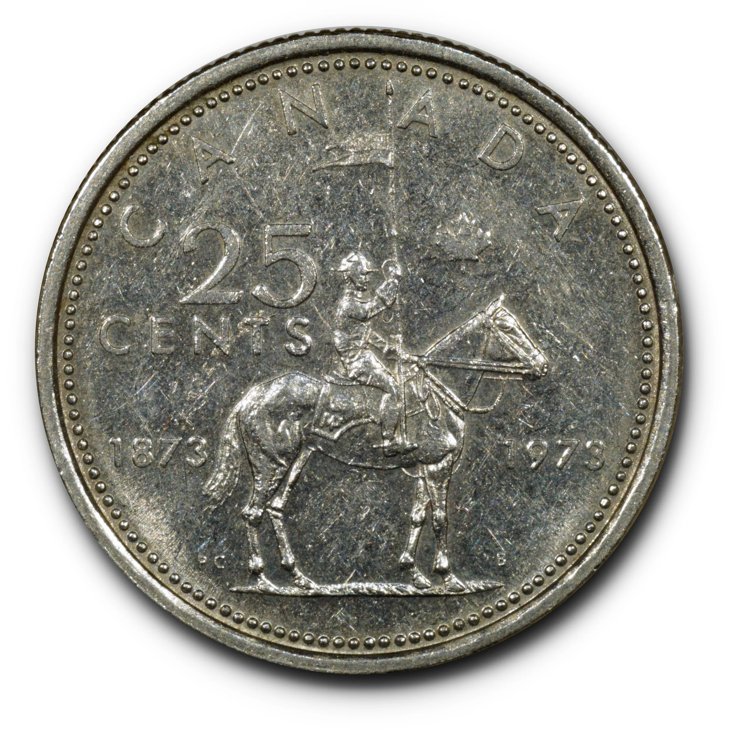 1973 Canada 25 Cents Large Bust Variety XF.