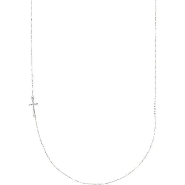 04 CTW Diamond Sideways Cross Necklace 