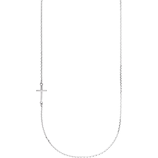 14K Gold Off-Center Sideways Cross 