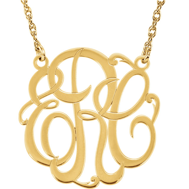 25mm 3-Letter Script Monogram Necklace 