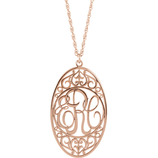 Oval 3-Letter Script Monogram Necklace 