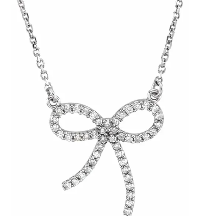 14k Gold Diamond Bow Necklace — J\u0026M 