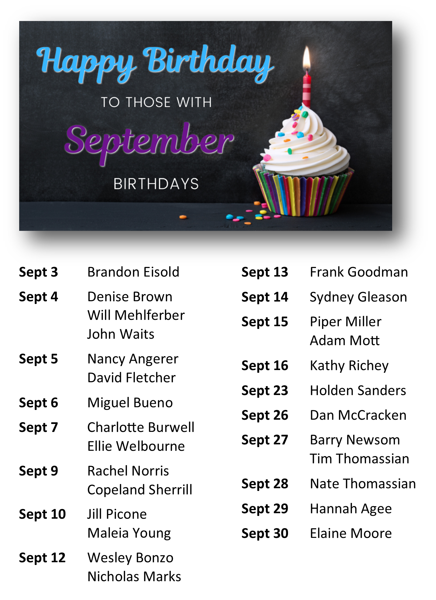 September Birthdays — Grace Church