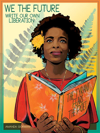 Artwork by Kate DeCiccio for Amplifier.org featuring Amanda Gorman
