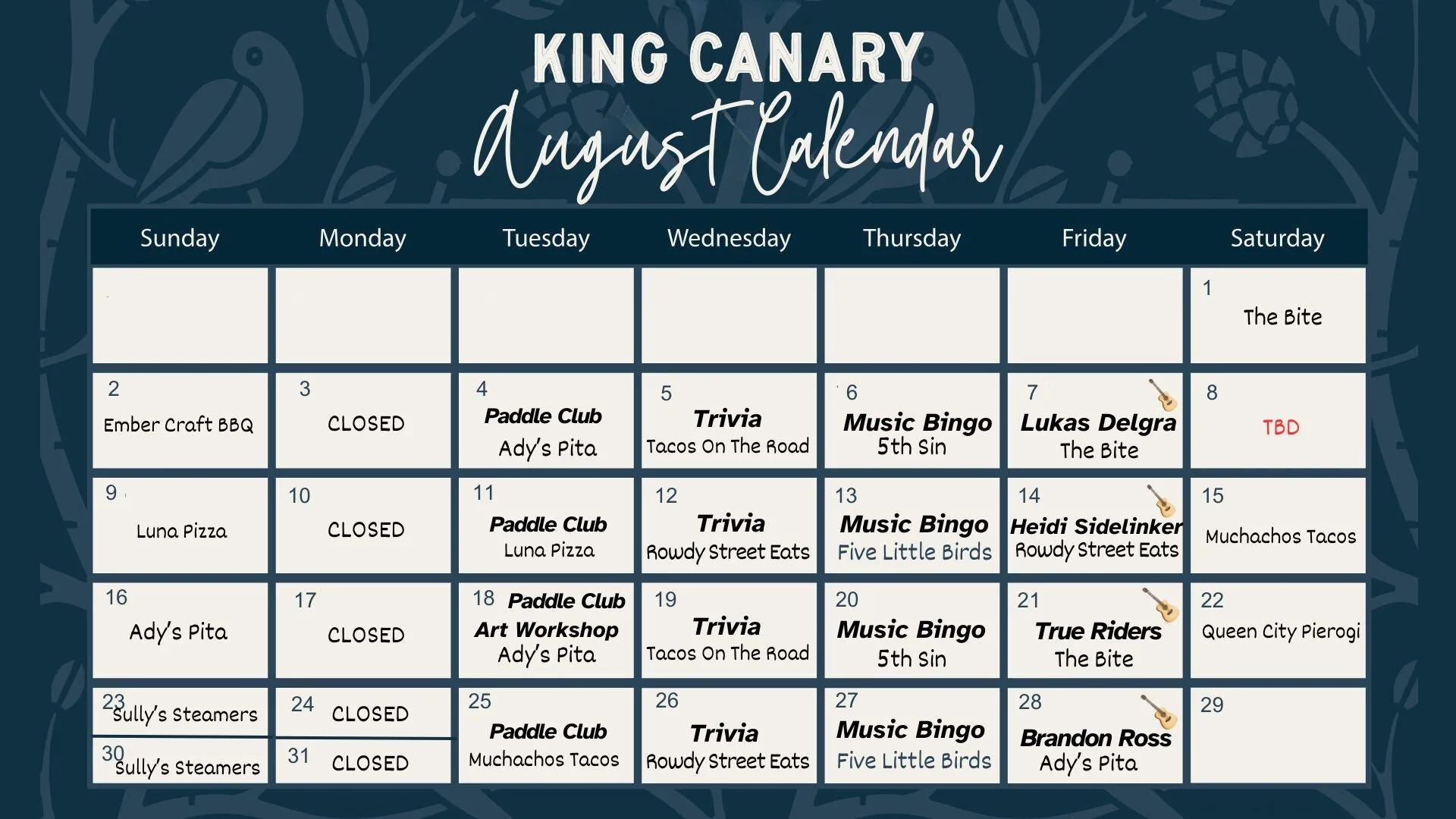 August Events Calendar