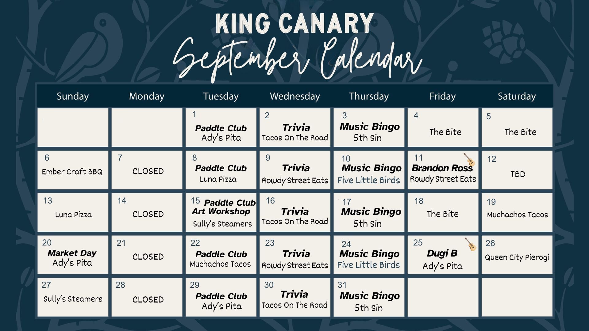 September Events Calendar