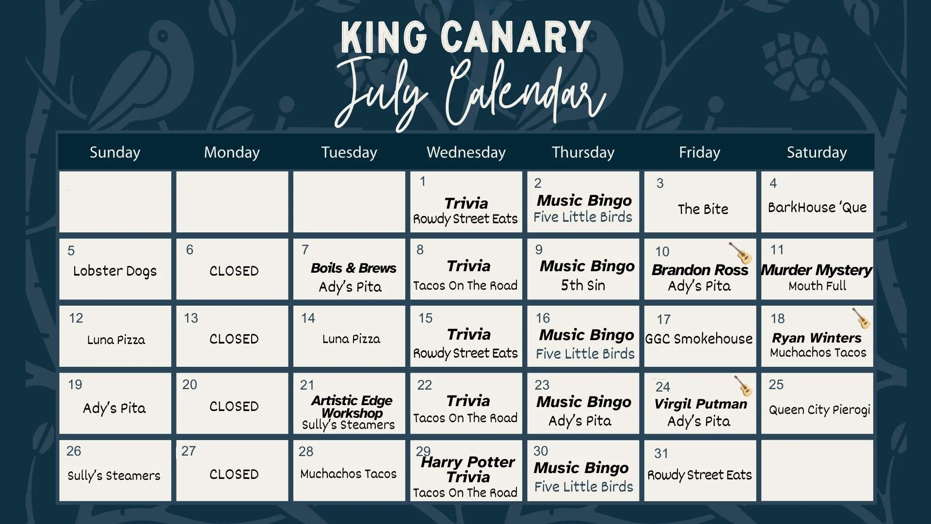 July Events Calendar