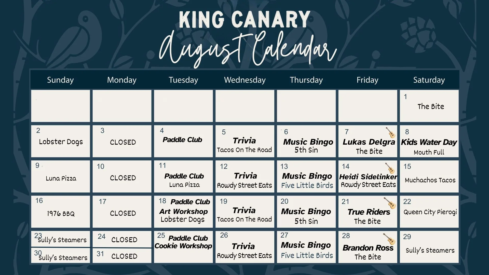 August Events Calendar