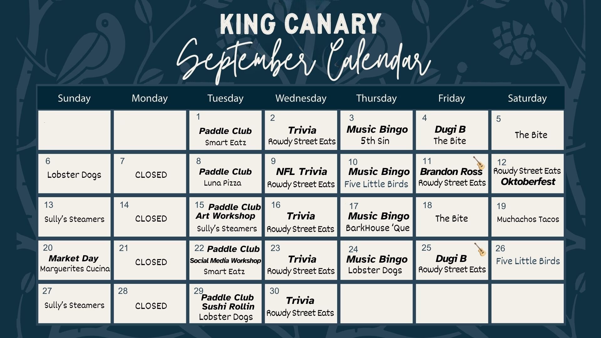 September Events Calendar